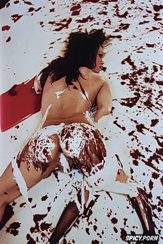 sandra bullock, miami vice, bedsheets, chocolate syrup smeared and squirting everywhere