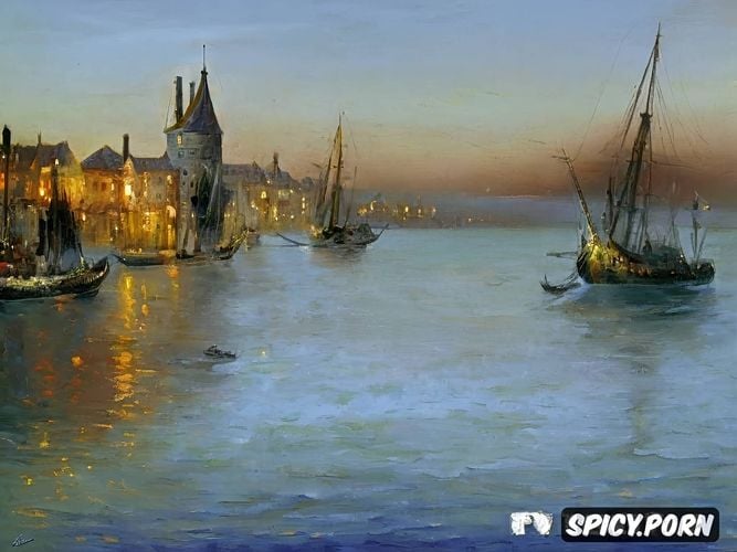 aivazovsky, wide gulf, four hd, detailed, black sky, fume, town port royal birds