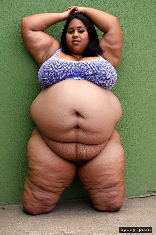 wide, ssbbw, round overstuffed belly, latina female, morbidly obese