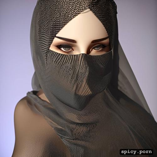 realistic, burqa, stunning, al lat, beautiful, 3d, niqab