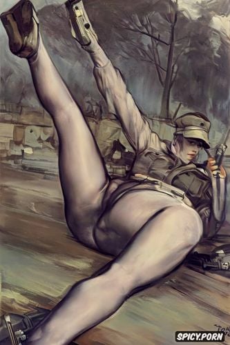 equus, swastika, fat thighs, female nazi officer, pyotr krivonogov oil painting