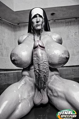 heavy huge strongest extreme muscular nun futanari, massive boobs