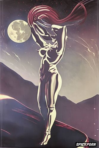 equus, glistening light reflective, female officer, lunar landscape