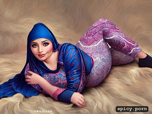 chubby pregnant hijabi in clothes