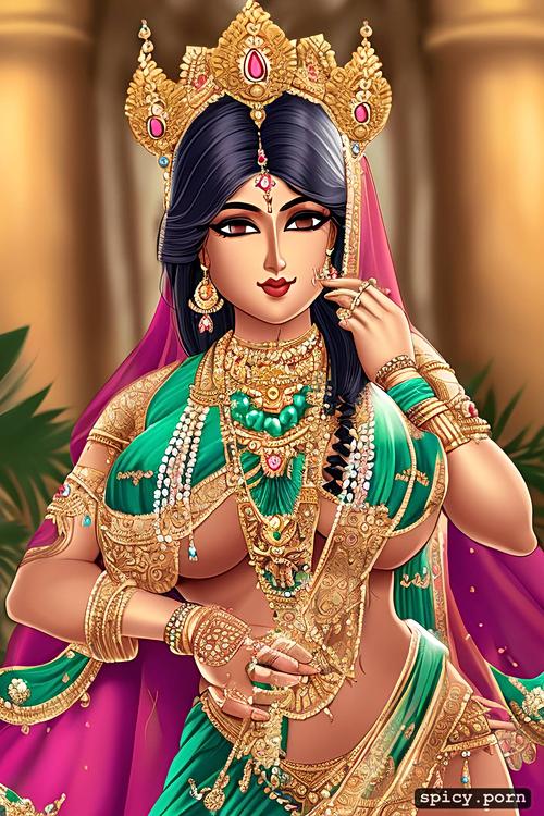 giga breasts, damsel in hindu mythology, bindi on forehead, titlotama