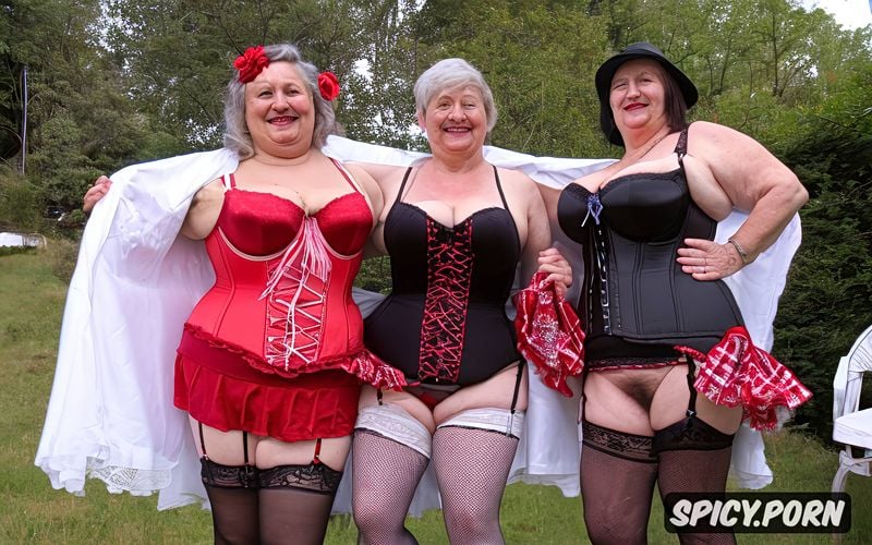 raise their skirts and show their pussy, very fat grannies, huge wrinkled tits