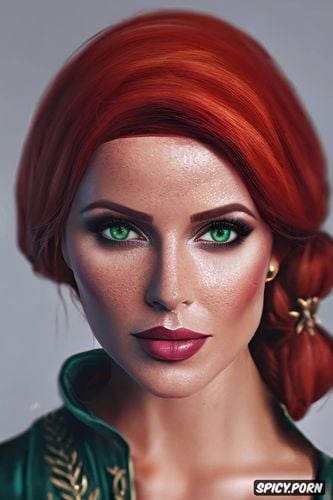 k shot on canon dslr, ultra detailed, triss merigold the witcher beautiful face tight outfit portrait masterpiece