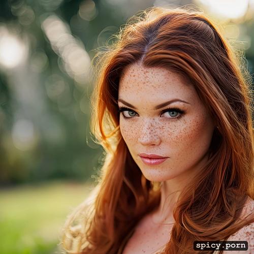 freckles, natural red hair, large saggy breasts, 8k, dramatic