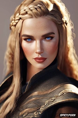 no make up, bethany hawke dragon age beautiful face rosy skin long soft warm wavy blonde hair