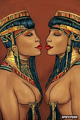 ancient egypt, lesbian couple kissing