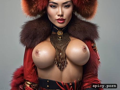 fur lover, fur fetish, underboob, perky nipples, glistening skin
