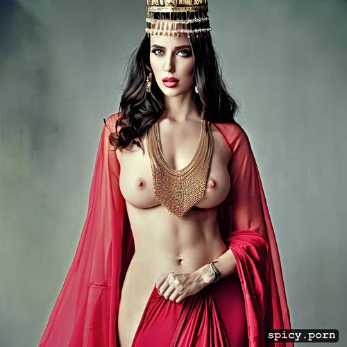royal palace, big breasts, pretty face, jewellery, white indian female