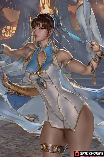 wide hips, thick thighs, fat thighs, chun li streetfighter, long dress