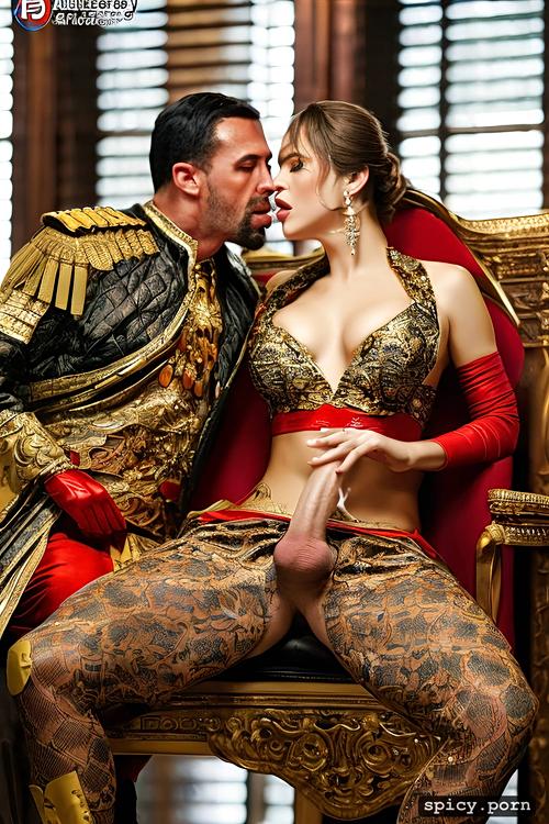 high resolution, man and woman, extreme detail, king on throne