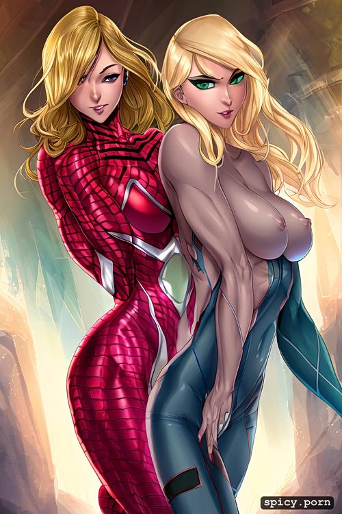 female superhero, spider woman gwen stacy, naked, hot sexy body