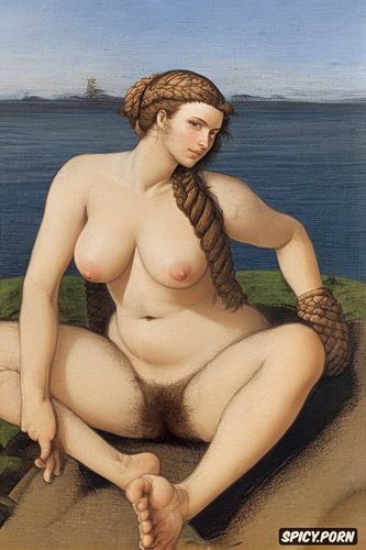 pendulous breasts, michelangelo buonarroti painting, pale skin