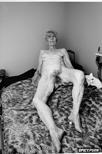 very sick, legs spread, saggy, extremely old granny, hairy pussy