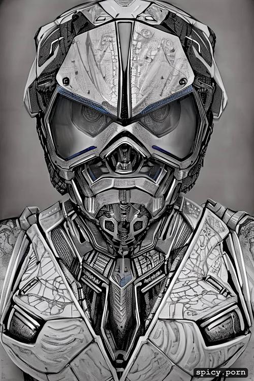 technorganic exoskeleton, 91tdnepcwrer, cobalt, sketch, intricate