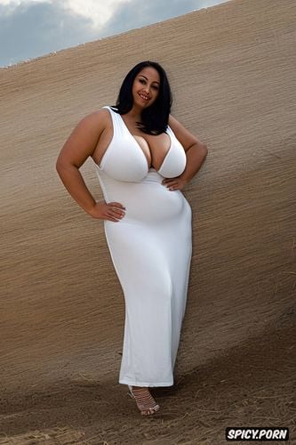 gorgeous nude light skinned egyptian model, half view, chubby thick thighs