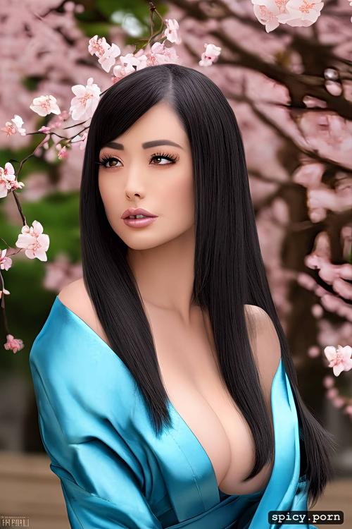 cherry blossom, woman cgsociety, byjustpixels, vibrant colors