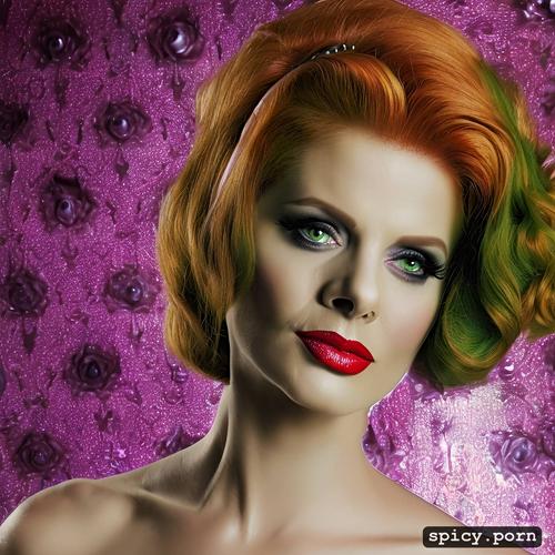 lucille ball as poison ivy gorgeous symmetrical face, erect nipples