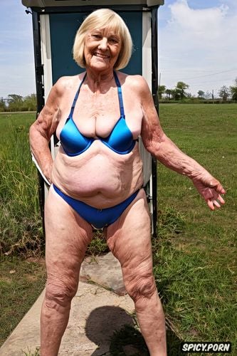 big long saggy tits, embarrassed old lady, wrinkles, udders