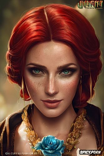 triss merigold the witcher 3 beautiful face, 8k shot on canon dslr