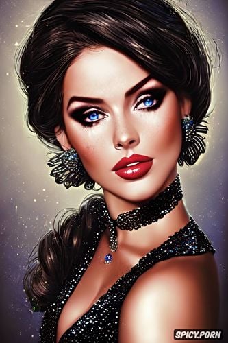 ultra realistic, elizabeth bioshock infinite beautiful face young sexy low cut black sequin dress