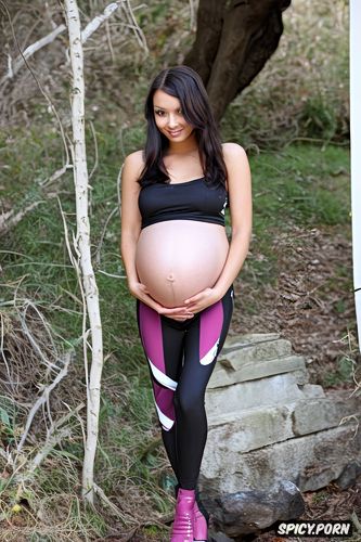 pregnant, cutie, youngest, pretty cute, office, wearing full body spandex suit