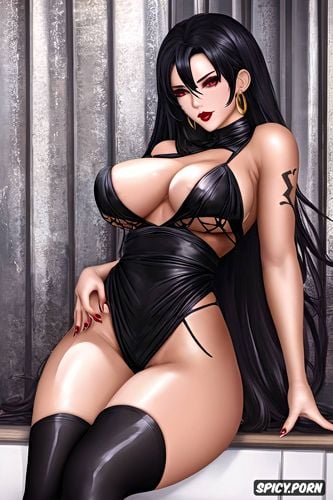 shiny, seducing, pale soft skin, black voidless eyes, black long claw nails