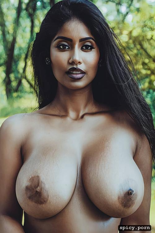 huge breasts, bangladeshi woman, stunning face, outdoor, topless