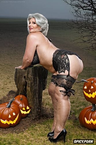 old mature woman, witch, pale skin, big ass, black lips, huge oval nipples