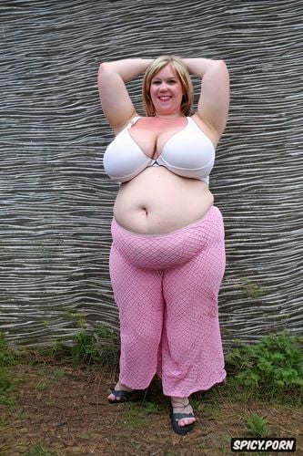 giant fat ass, big nipples, crop top, bellybutton, ssbbw, pink white pants