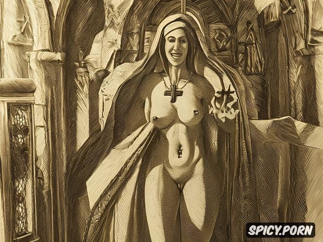 pierced nipples, lustful, ultra realistic photo, pissing in church