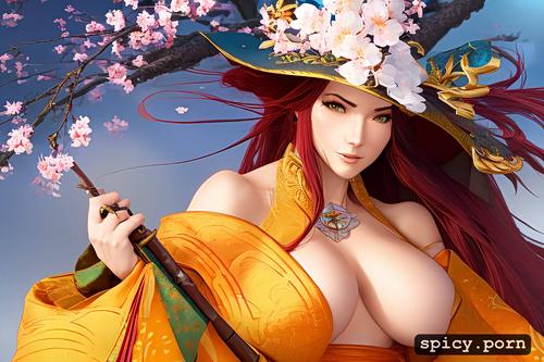 realistic anime, in feudal japan, 3dt, vibrant, 3d style, woman cgsociety