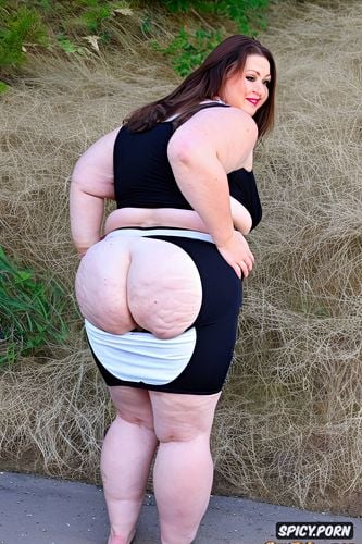 big ass, pixie hair, morbidly obese, undressing, white woman