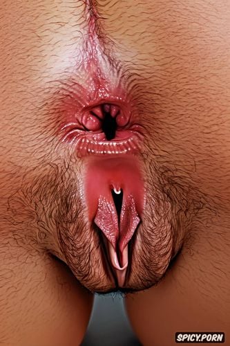 symmetrical, detailed pussy, anal gape very sharp focus, highly detailed