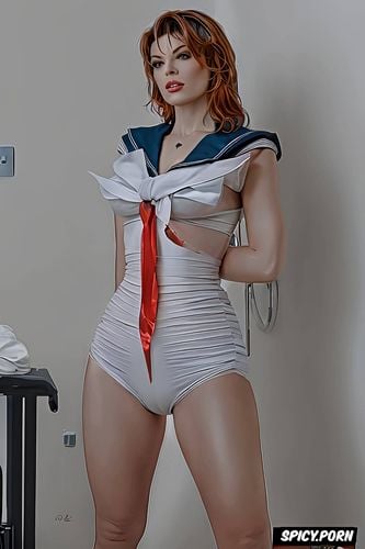 ultra realistic, mila jovovich, sailor moon cosplay, hairy vagina