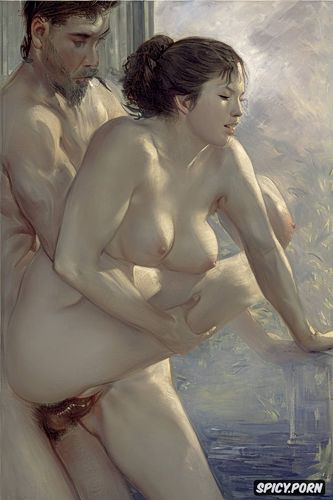 fog, thai woman, michelangelo buonarroti painting, manet, sunlight reflected on skin