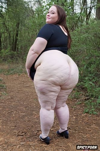 ssbbw, very pale skin, realistic anatomy, big tits, massive fat thighs