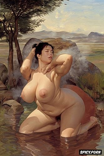 wide hips, fog, grabbing neck, thai woman, asian iranian woman