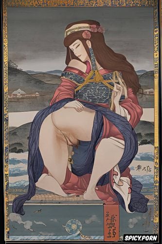 van dyck, masterpiece painting, brown hair, japanese woodblock print