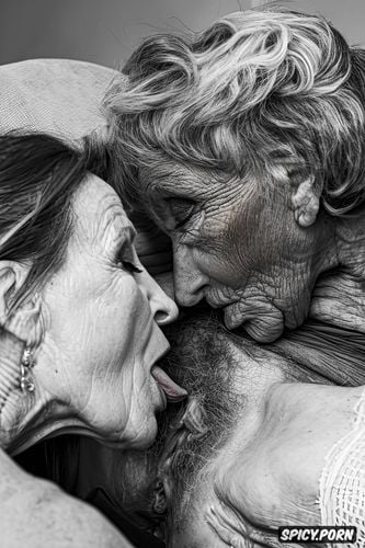 hyperrealistic, masterpiece, old woman licking pussy, point of view