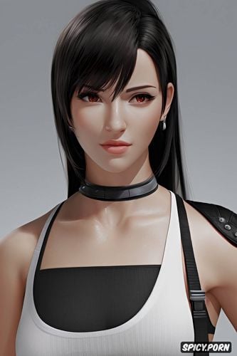 tifa lockhart final fantasy vii remake tight starbucks barista uniform beautiful face young artstation