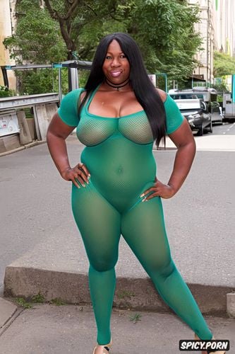 macromastia, a chubby african gilf, great neckline, thicc body