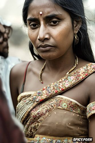 vulnerable, photo like, photogenic face, a subjugated sentenced small impoverished young gujarati female farmworker is unwillingly subdued and forced to reveal her intricately realistic vagina to the panchayat pov