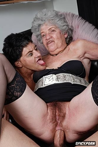 stockings, extremely wrinkled skin, makeup, bedroom, guy fucking in anal extremely very old age is ninety nine obese grannies