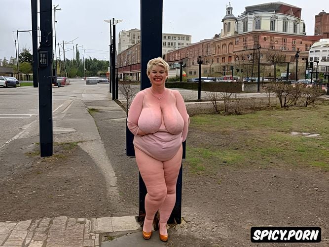 short hair, very large cunt, worlds largest most floppy most saggy breasts