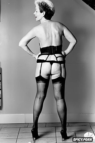 garter belt and stockings and heels, grannies 60 years old, pin up