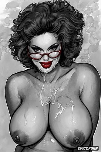 sperm on face, vulgar, sofia loren, cum on lips, red curls, whore makeup